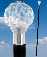 Royal Canes Clear Lucite Crystal Ball Walking Cane w/ Black Beechwood Shaft