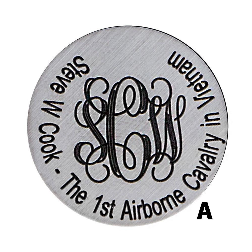 Royal Canes Custom Cane Engraving - Round Stainless Steel Plaque