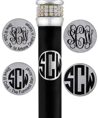 Royal Canes Custom Cane Engraving - Round Stainless Steel Plaque