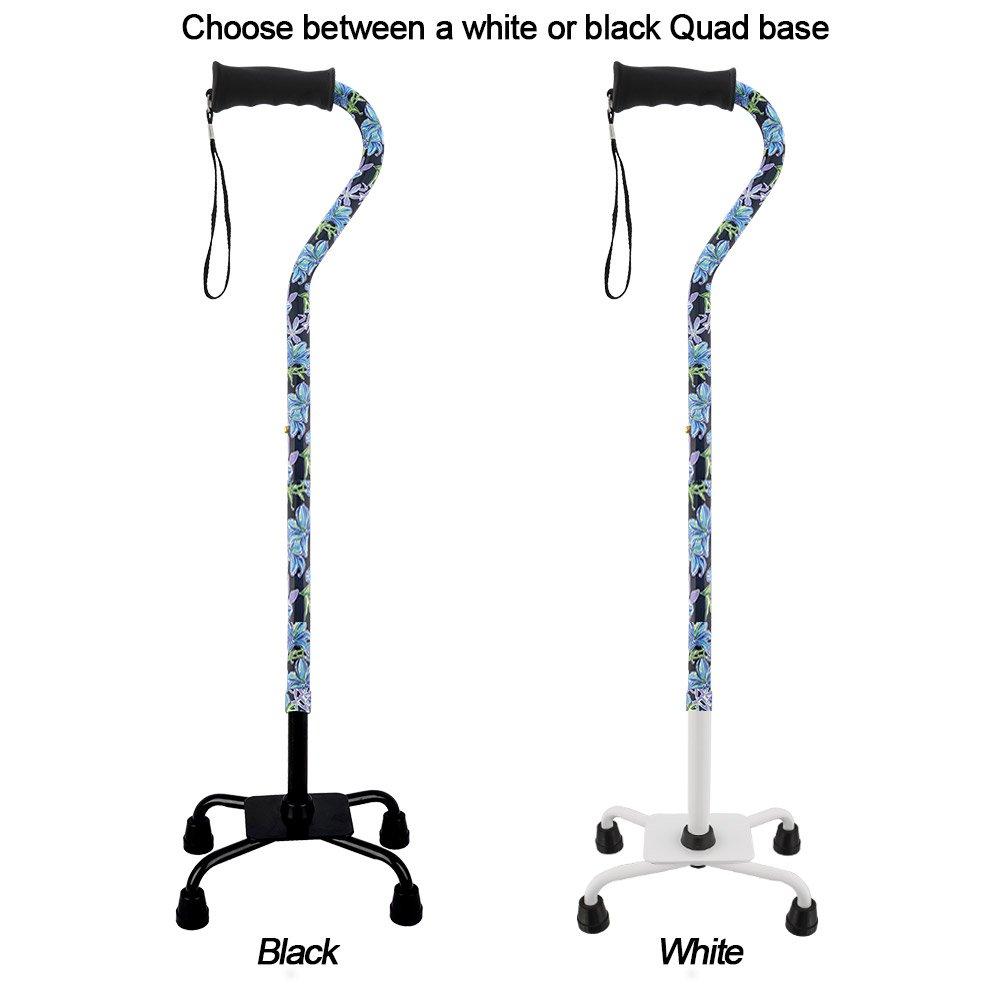 Royal Canes Dark Blue Vivienne May Convertible Quad Base Walking Cane with Comfort Grip - Adjustable Shaft