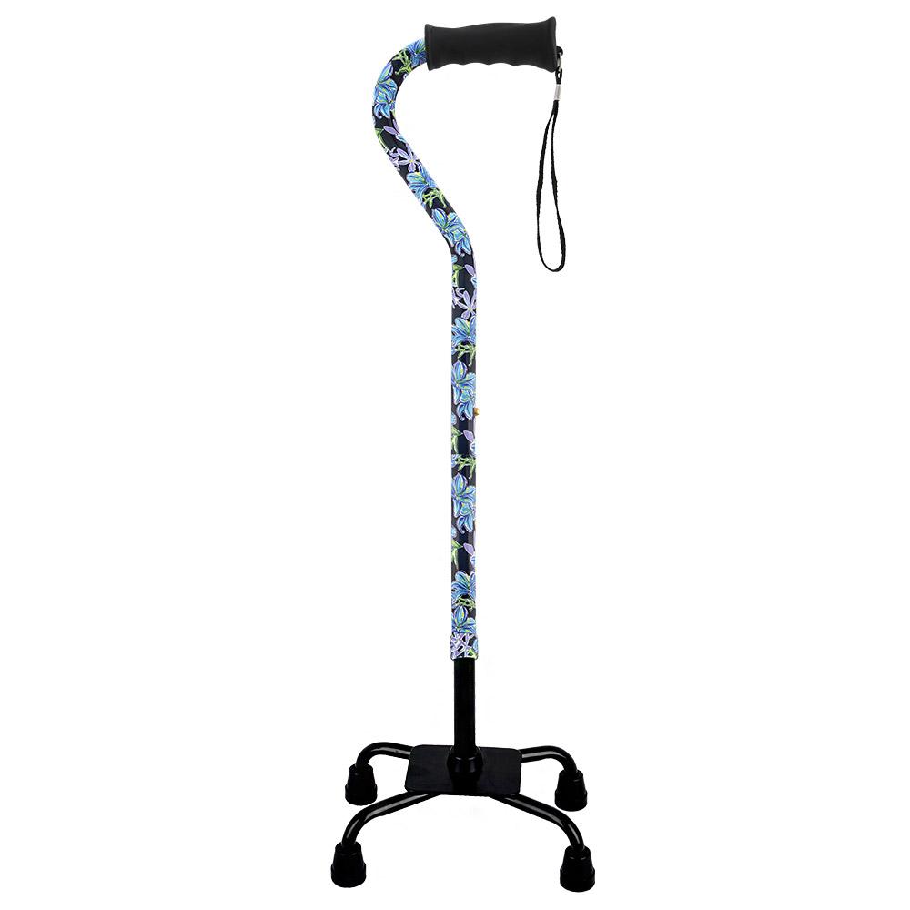 Royal Canes Dark Blue Vivienne May Convertible Quad Base Walking Cane with Comfort Grip - Adjustable Shaft