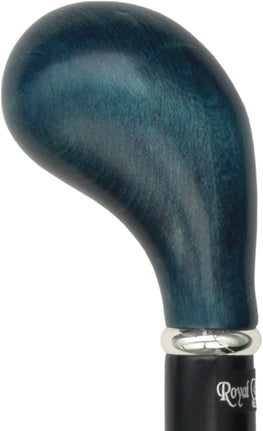 Royal Canes Denim Blue Knob Handle Walking Stick With Black Beechwood Shaft and Silver Collar