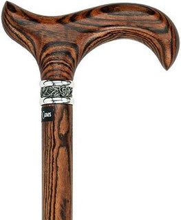 Royal Canes Derby Walking Cane With Genuine Bocote Wood Shaft and Pewter Rose Collar
