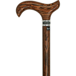 Royal Canes Derby Walking Cane With Genuine Bocote Wood Shaft and Pewter Rose Collar