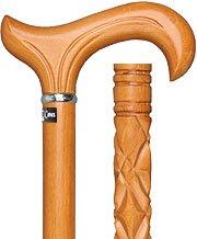 Royal Canes Hand-Carved Scorched Beechwood Derby Cane with Silver Collar