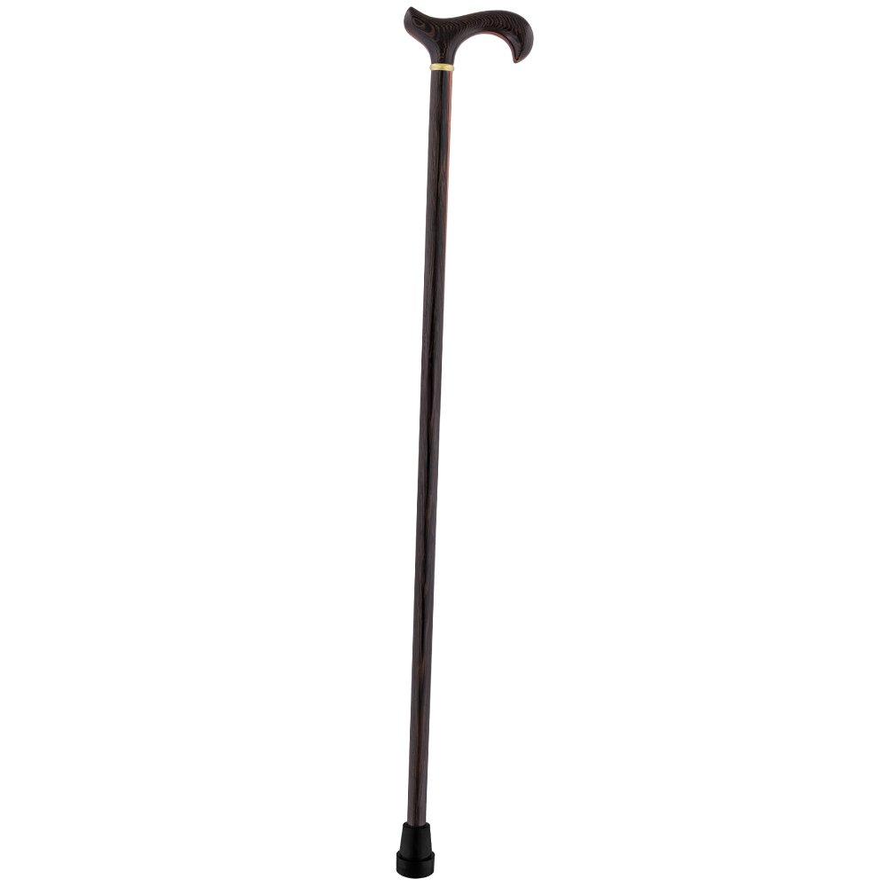 Royal Canes Hand-Made Afromosia Inlaid Derby Walking Cane w/ Wenge Shaft & Gold Collar