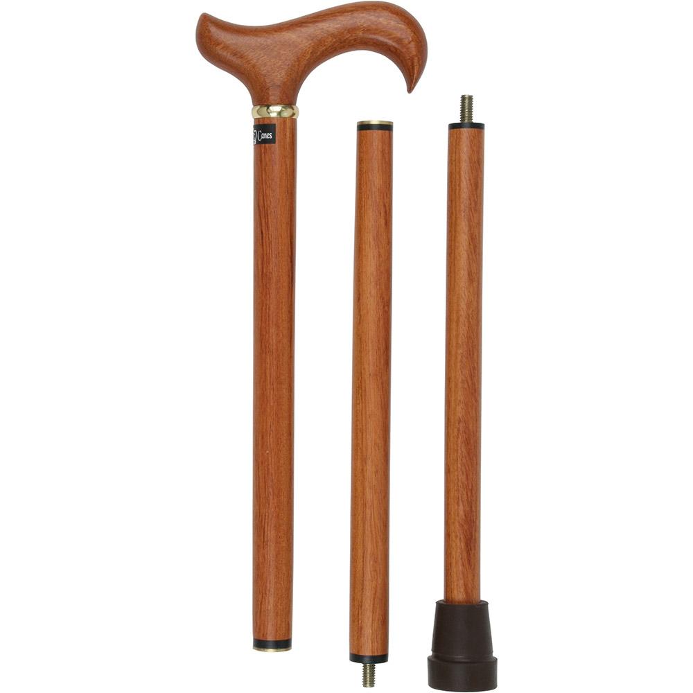 Rosewood 3 Piece Folding Derby Walking Cane With Rosewood Shaft
