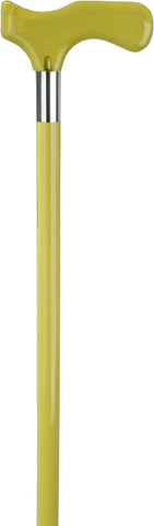 Royal Canes Yellow Lucite Derby Walking Cane With Yellow Lucite Shaft and Silver Collar
