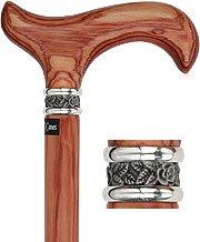 Royal Canes Derby Walking Cane With Tulipwood Shaft and Pewter Rose Collar