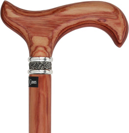 Royal Canes Derby Walking Cane With Tulipwood Shaft and Pewter Rose Collar