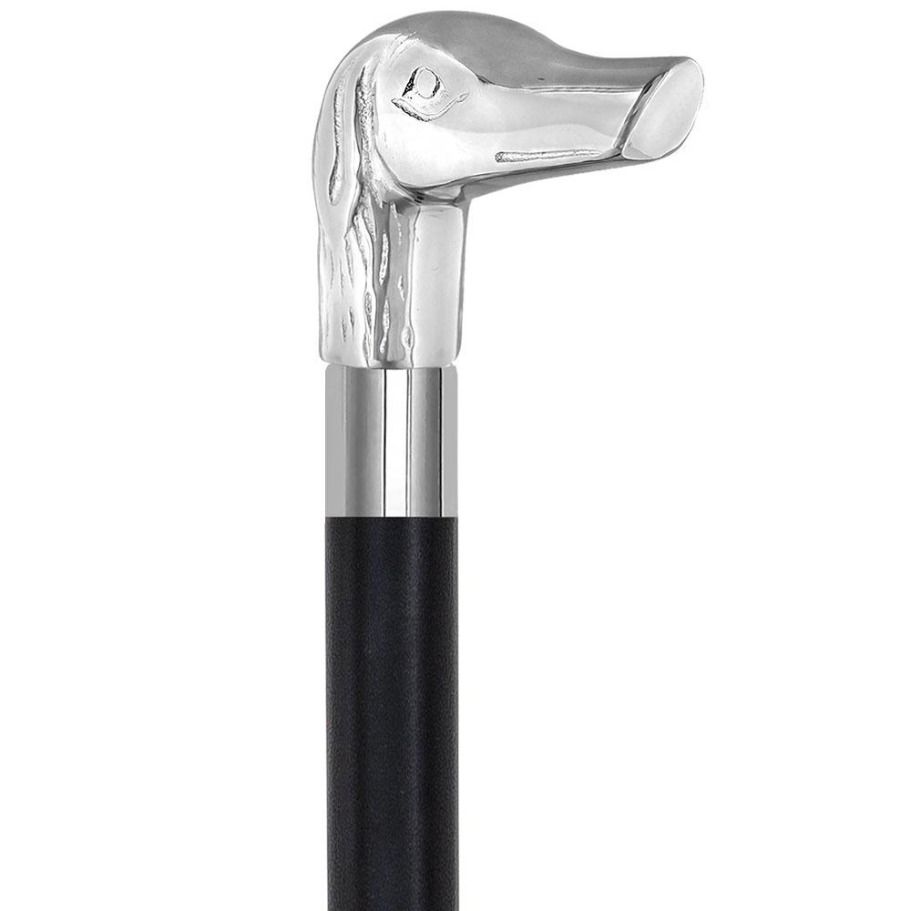 Royal Canes Chrome Plated Dog Handle Walking Cane w/ Custom Shaft and Collar