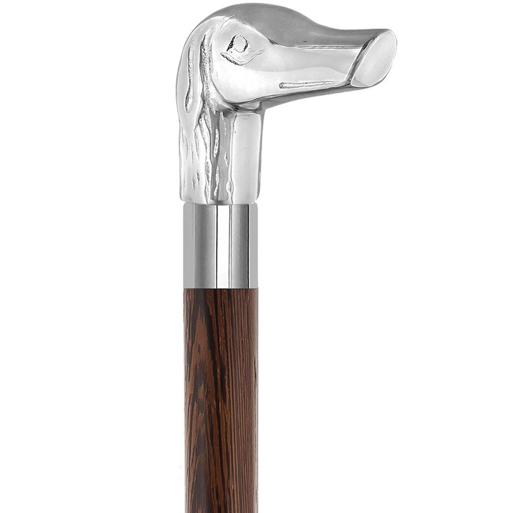Royal Canes Chrome Plated Dog Handle Walking Cane w/ Custom Shaft and Collar
