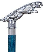 Royal Canes Chrome Plated Jaguar Handle Walking Cane w/ Custom Color Stained Ash Shaft & Collar