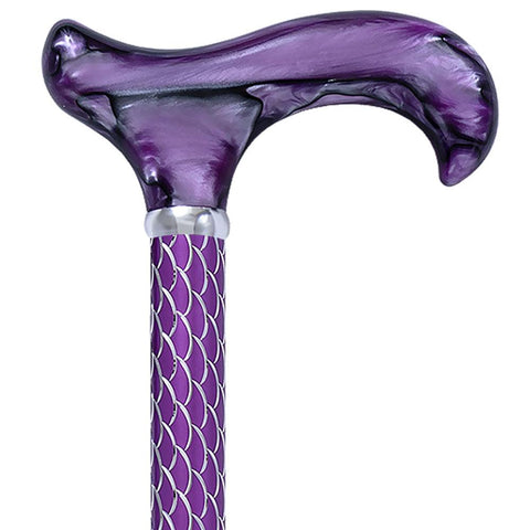 Royal Canes Purple Etched Adjustable Cane w/ Pearlz Derby Handle