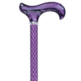 Royal Canes Purple Etched Adjustable Cane w/ Pearlz Derby Handle
