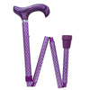 Royal Canes Purple Etched Adjustable Folding Cane with Purple Stained Ash Wood Derby Handle