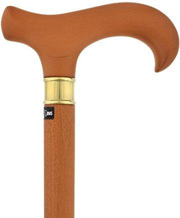 Royal Canes Extra Long, Super Strong Light Brown Derby Walking Cane With Beechwood Shaft and Brass Collar