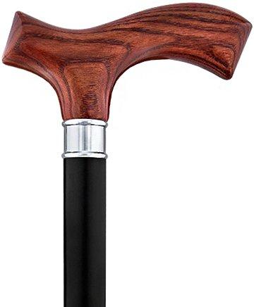 Royal Canes XL Genuine Mahogany Ash Fritz Cane w/ Black Beechwood Shaft & Silver collar