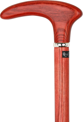 Royal Canes Fiesta Red Cosmopolitan Handle Walking Cane With Ash Wood Shaft and Silver Collar