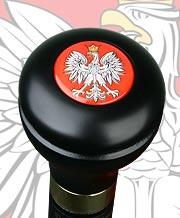 Royal Canes Polish Eagle Flask Walking Stick With Black Beechwood Shaft and Brass Collar