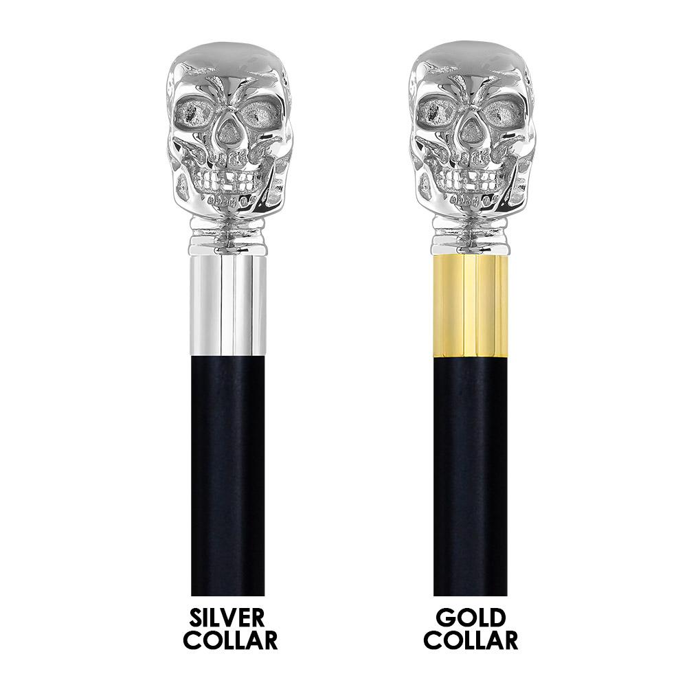Royal Canes Skull Handle Handle Walking Flask Cane with Wooden Shaft