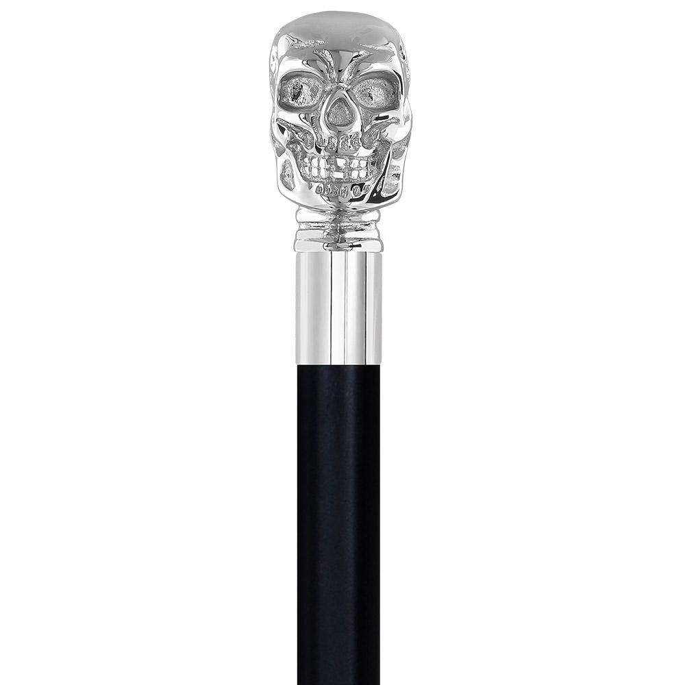 Royal Canes Skull Handle Handle Walking Flask Cane with Wooden Shaft