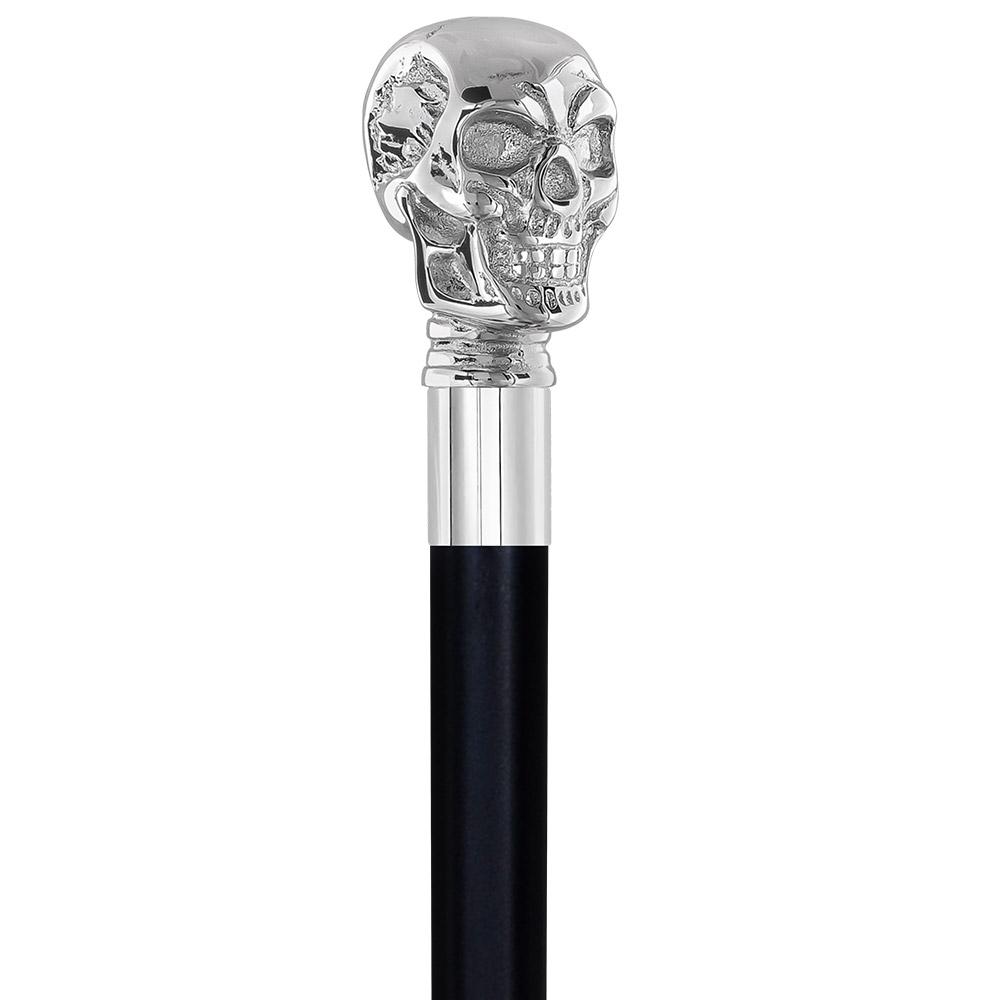 Royal Canes Skull Handle Handle Walking Flask Cane with Wooden Shaft
