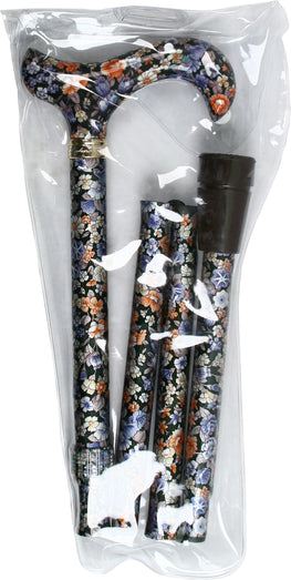 Royal Canes Flowers Forever Folding Adjustable Derby Walking Cane With Aluminum Shaft and Brass Collar