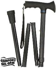 Royal Canes Black Adjustable Comfort Grip Folding Walking Cane