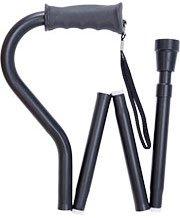 Royal Canes Black Adjustable Folding Offset Walking Cane with Comfort Grip