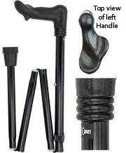Royal Canes Black Right-Hand Palm-Grip Walking Cane With Folding, Adjustable Aluminum Shaft and Collar