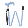Royal Canes Blue Rain Designer Folding Adjustable Derby Walking Cane with Engraved Collar