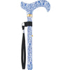 Royal Canes Blue Rain Designer Folding Adjustable Derby Walking Cane with Engraved Collar