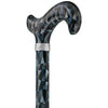 Royal Canes Blue Reflection Designer Derby Adjustable Folding Cane w/ Engraved Collar