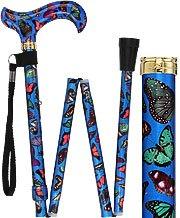Royal Canes Blue Skies Butterfly Folding Adjustable Cane with Patterned Handle