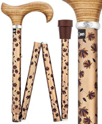 Royal Canes Folding Cane Zebrano Derby Handle Walking Cane With Adjustable Aluminum and Silver Collar