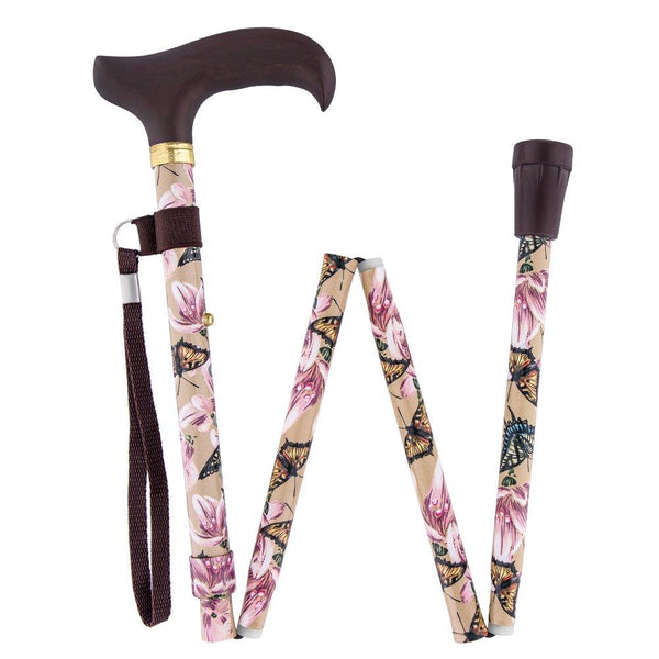 Royal Canes Lily and Butterfly Folding Adjustable Derby Walking Cane