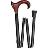Royal Canes Mahogany Maple Ergonomic Walking Cane w/ Folding, Adjustable Black Aluminum Shaft and Silver Collar