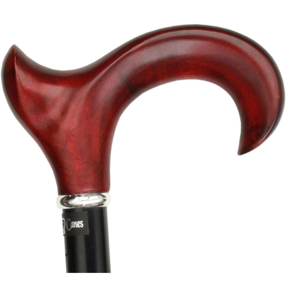 Royal Canes Mahogany Maple Ergonomic Walking Cane w/ Folding, Adjustable Black Aluminum Shaft and Silver Collar