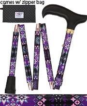Royal Canes Mini-Pretty Purple Folding Aluminum Walking Cane with Engraved Collar