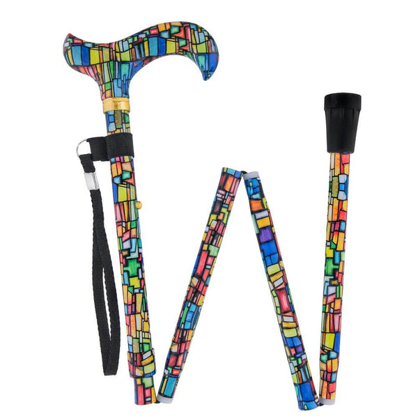 Royal Canes Mosaic Stained Window Folding Adjustable Derby Walking Cane