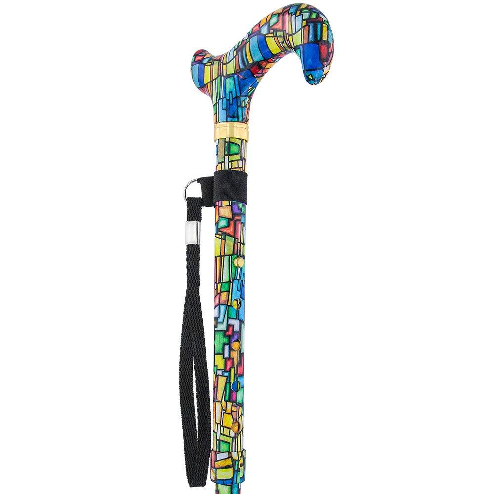 Royal Canes Mosaic Stained Window Folding Adjustable Derby Walking Cane