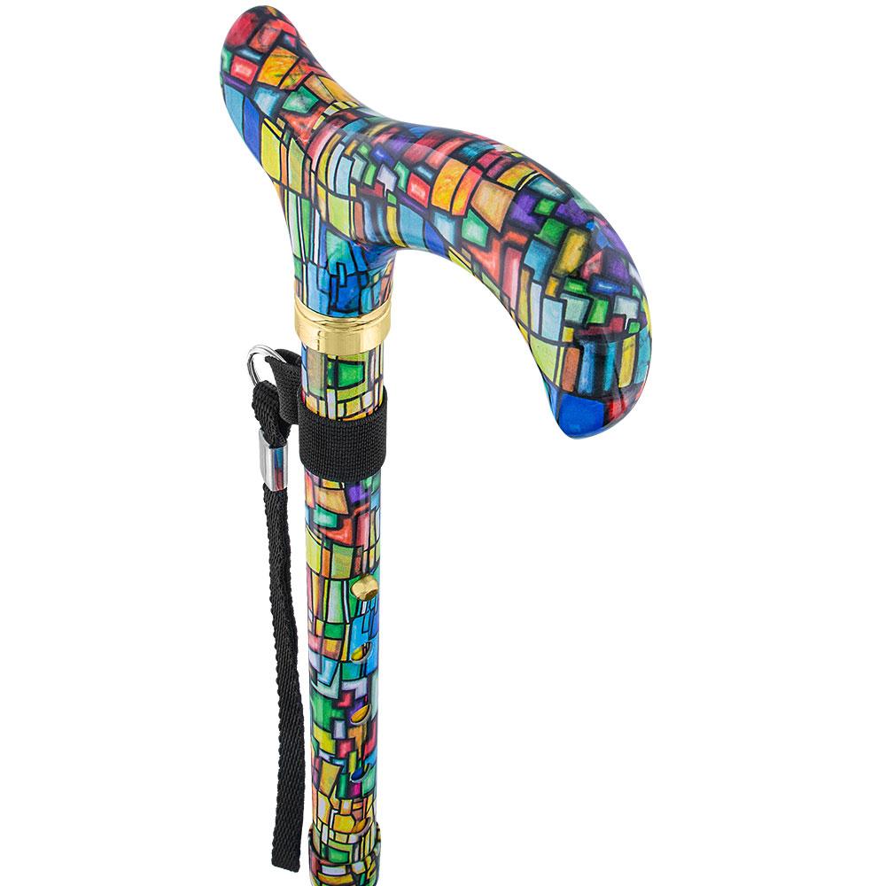 Royal Canes Mosaic Stained Window Folding Adjustable Derby Walking Cane