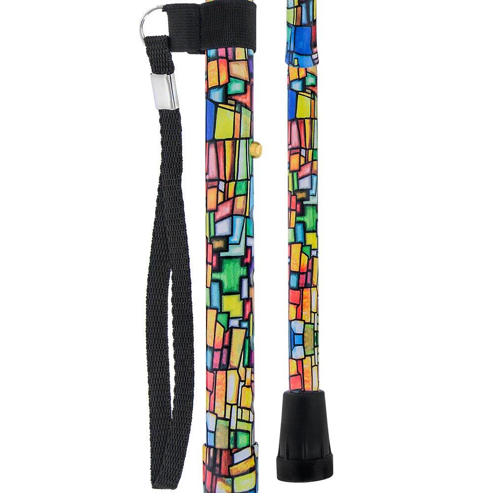 Royal Canes Mosaic Stained Window Folding Adjustable Derby Walking Cane