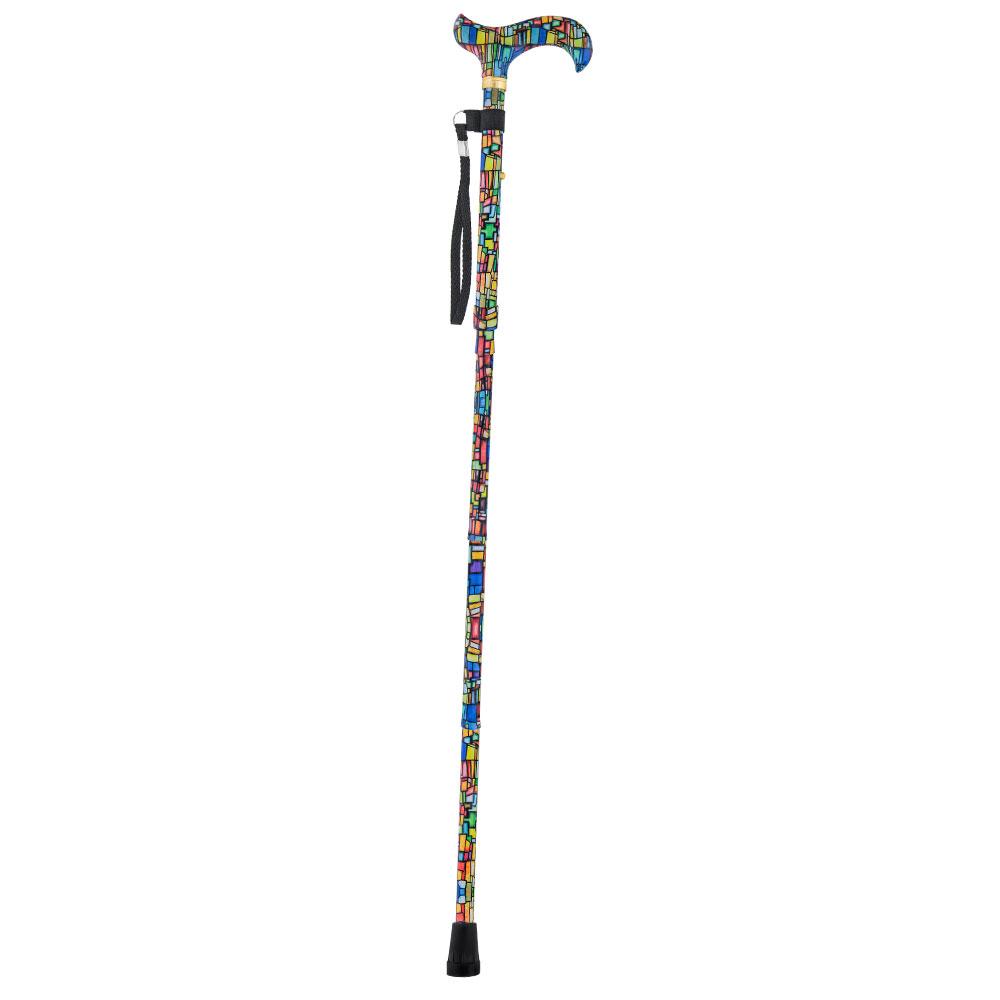 Royal Canes Mosaic Stained Window Folding Adjustable Derby Walking Cane