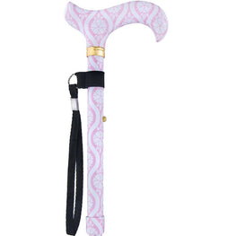 Royal Canes Pink Pastel Rose Folding Adjustable Derby Walking Cane with Engraved Collar