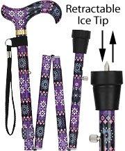 Royal Canes Pretty Purple Adjustable Folding Designer Derby Cane with Retractable Ice Tip