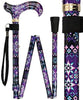 Royal Canes Pretty Purple Folding Adjustable Designer Derby Walking Cane with Engraved Collar