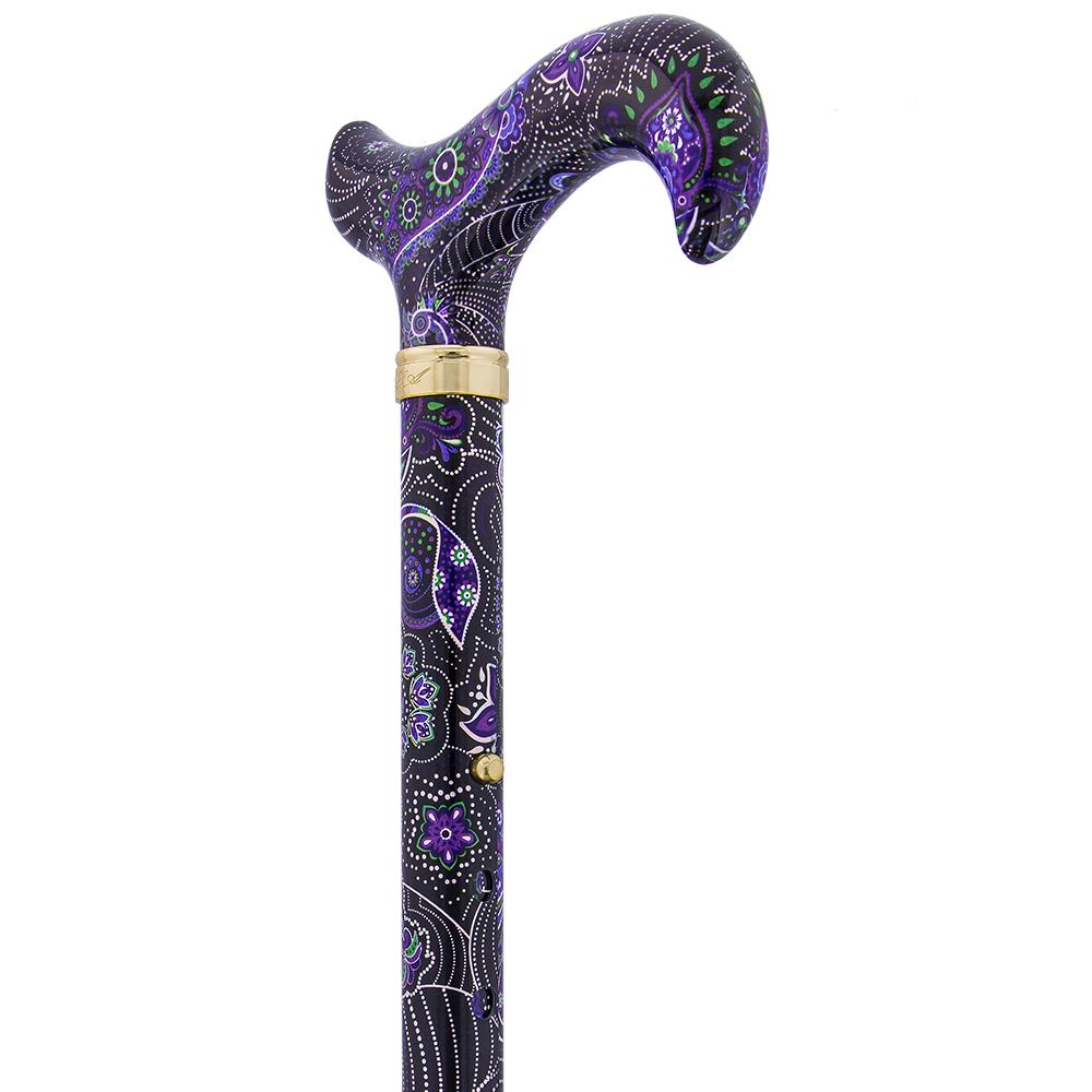 Royal Canes Purple Majesty Adjustable Folding Designer Derby Cane with Retractable Ice tip