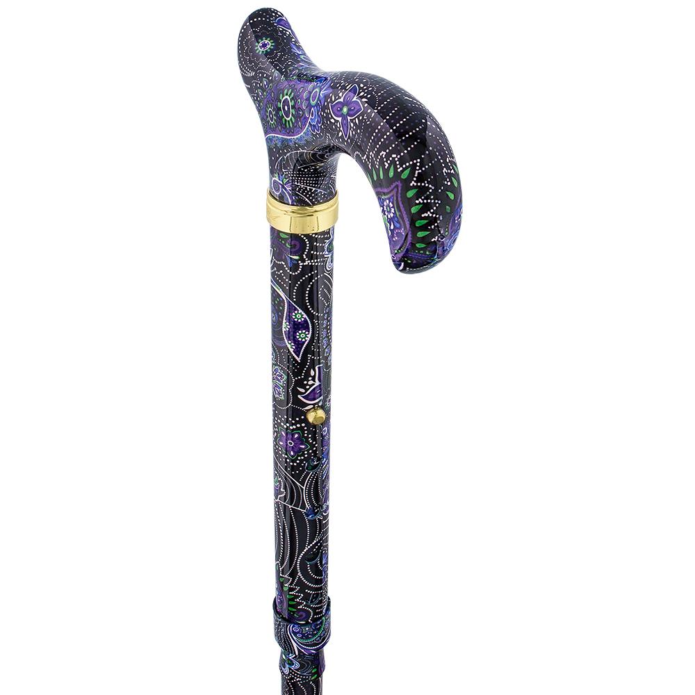 Royal Canes Purple Majesty Adjustable Folding Designer Derby Cane with Retractable Ice tip